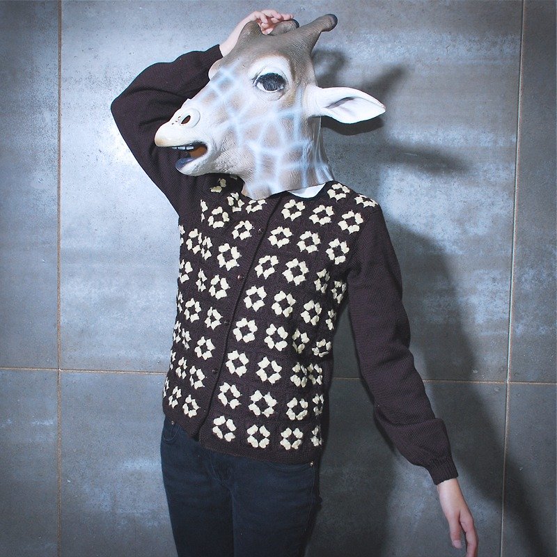 {::: Giraffe giraffe :::} _ who spent four consecutive cardigans woven damask vintage coffee sweater - Women's Sweaters - Other Materials Brown
