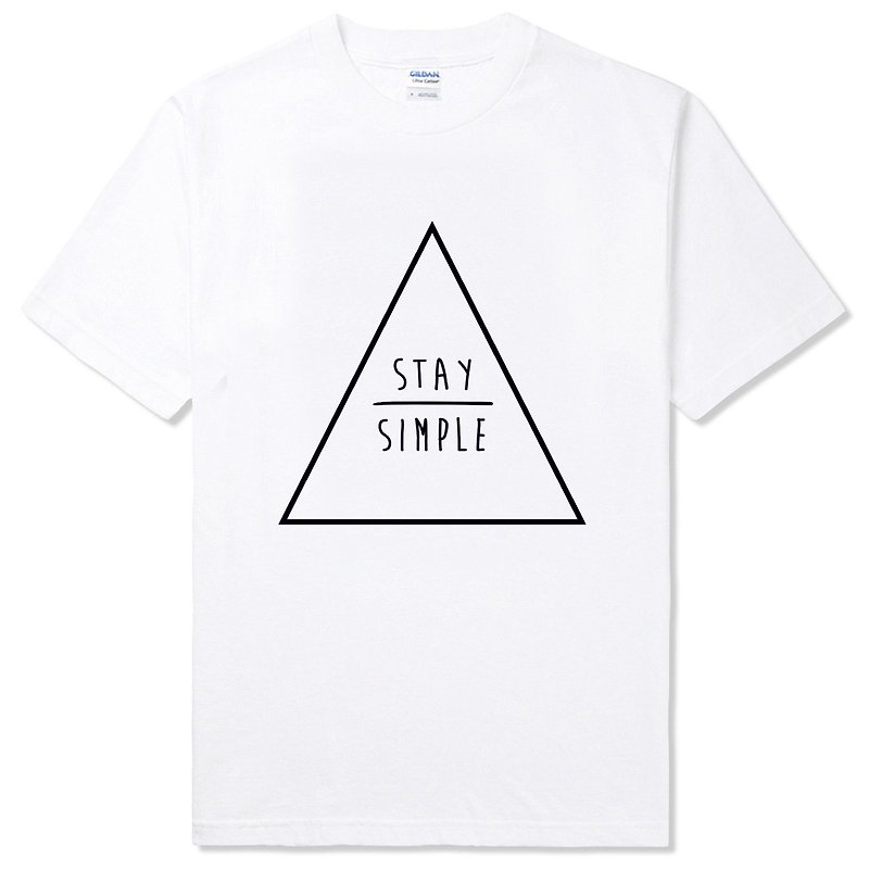 STAY SIMPLE トライアングル半袖Tシャツ シンプルな三角幾何学デザインを2色でキープ - Tシャツ メンズ - コットン・麻 多色