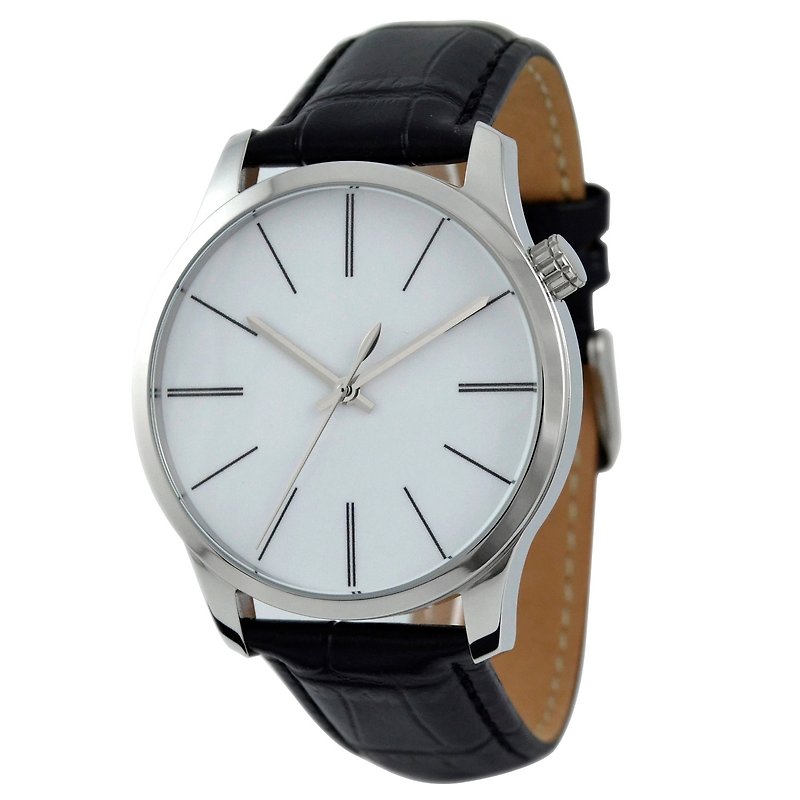 シンプルで長い縞模様の時計、大きくてニュートラルなユニセックス送料無料 - 腕時計 ユニセックス - 金属 グレー