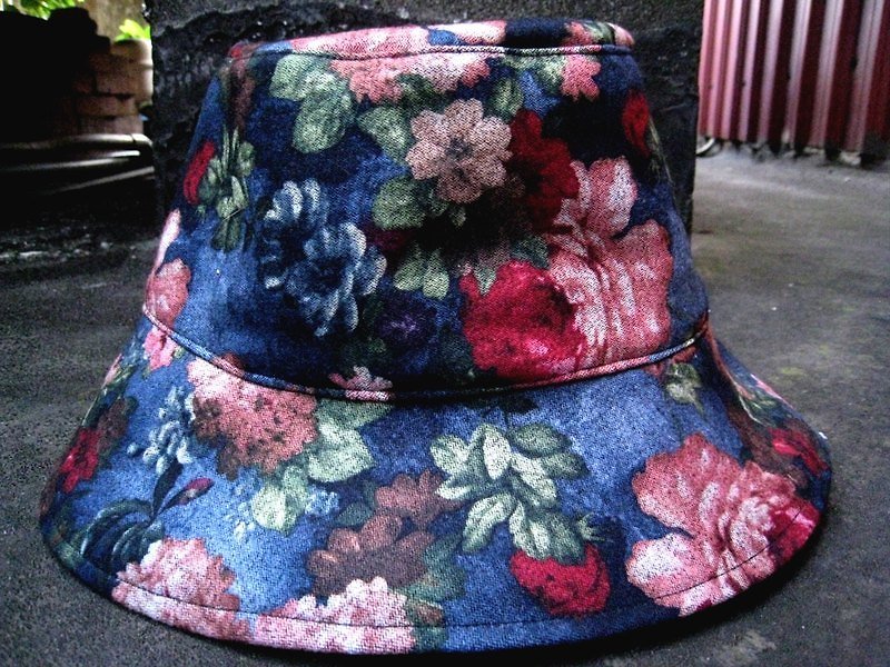 MaryWil Bucket Hat-Dark Blue Flowers - Hats & Caps - Other Materials Blue