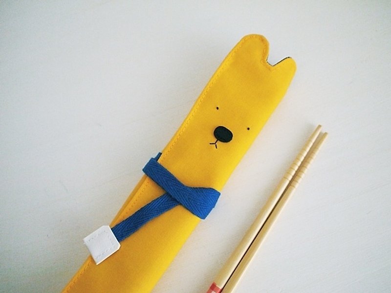 hairmo. Black Nose Bear Chopsticks Holder-D Yellow + Royal Blue - Chopsticks - Other Materials Yellow