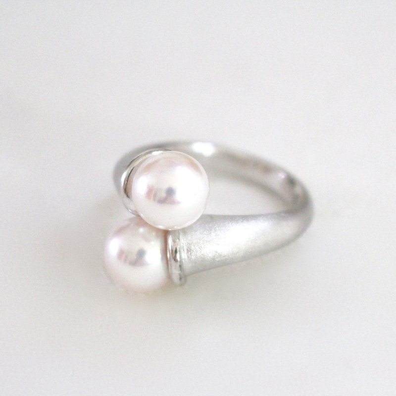 Akoya pearl Silver ring Silver color - แหวนทั่วไป - โลหะ สีเทา