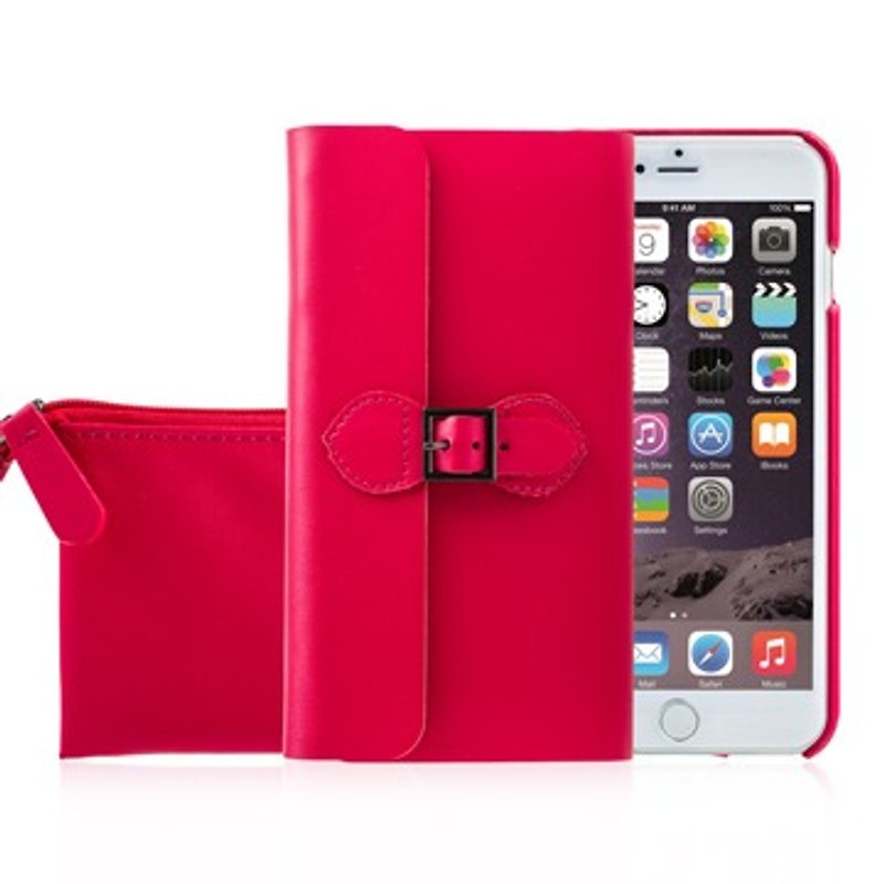 SIMPLE WEAR iPhone 6 / 6S Plus OSHARE British style Magnetic Leather Case - pink (4716779654677) - เคส/ซองมือถือ - หนังแท้ 
