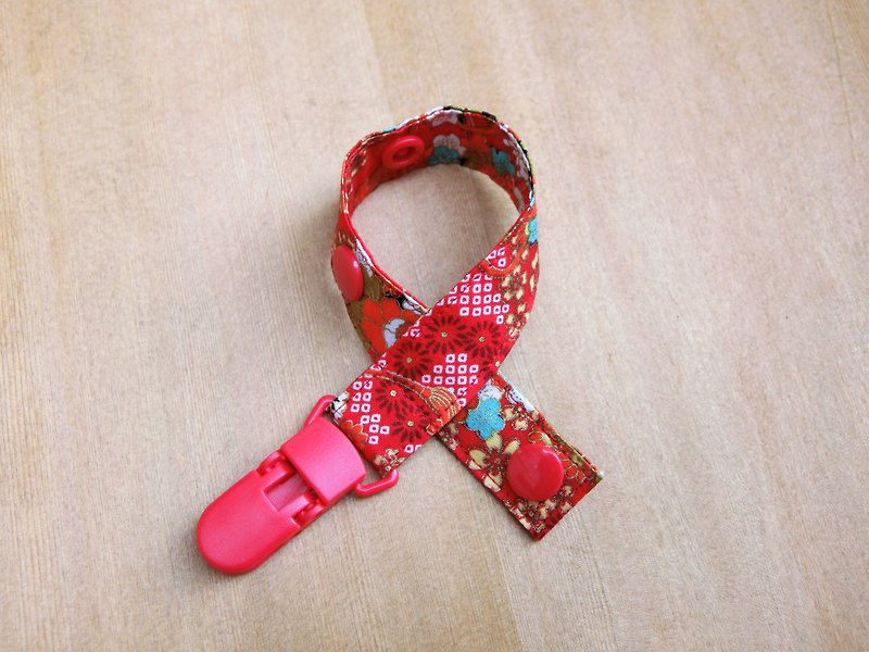 Huakai Fugui-Clip-on pacifier chain / toy belt - ผ้ากันเปื้อน - วัสดุอื่นๆ สีแดง