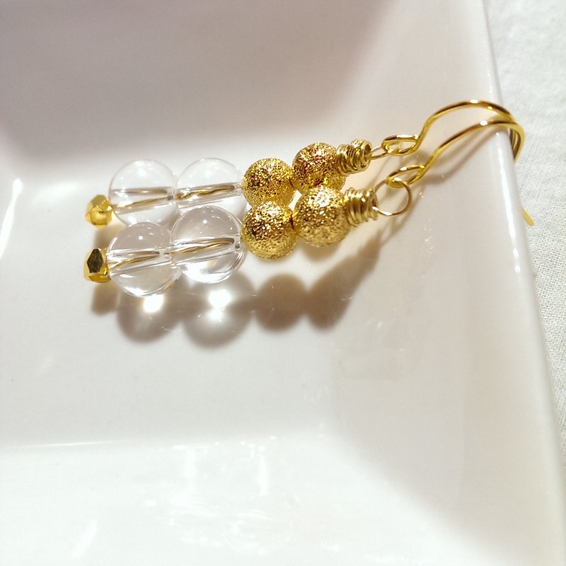 【LeRoseArts】GoldenDust 系列手製耳環-純銅線製 ❤溫馨小禮好物❤ - 耳環/耳夾 - 寶石 金色