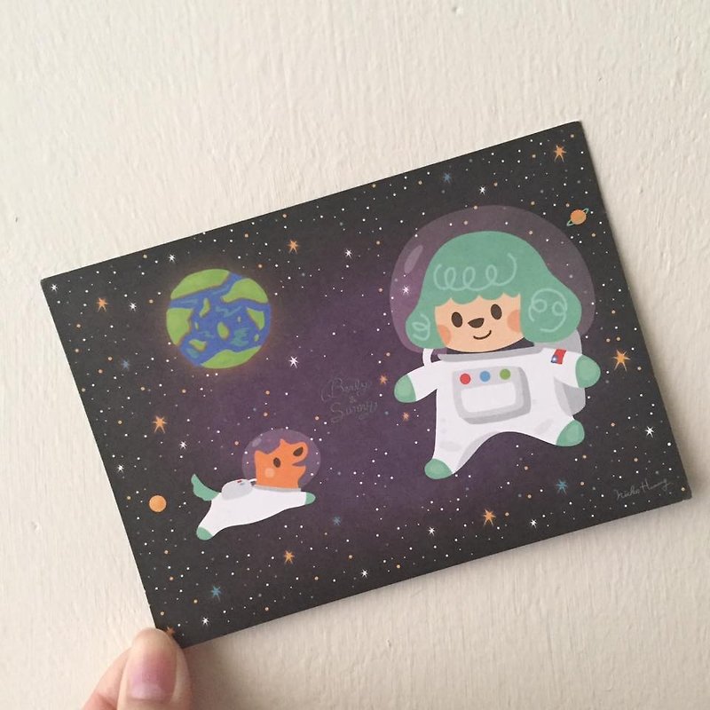 職業 太空人 星空 明信片 - 心意卡/卡片 - 紙 黑色