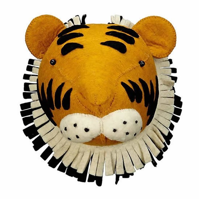 Fiona Walker English fairy tale style animal head handmade wall decoration - not ferocious tiger - ตกแต่งผนัง - ขนแกะ สีส้ม