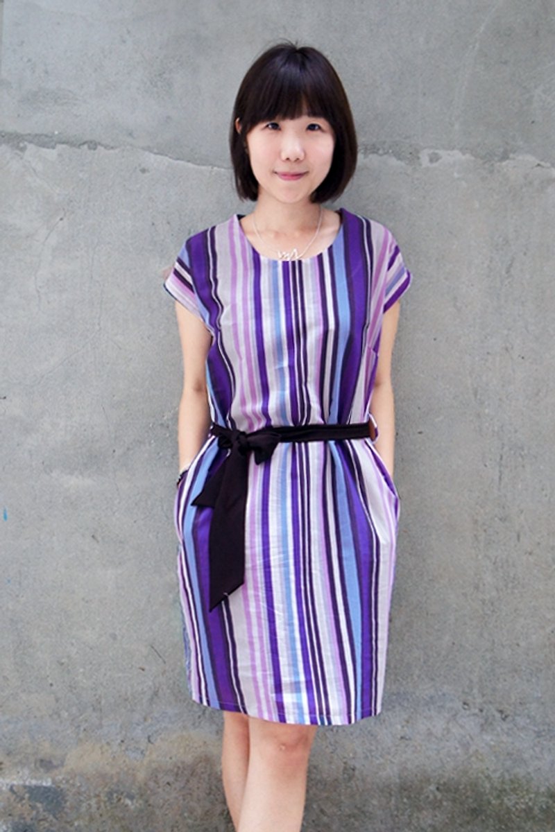 Purple Line Bandage Dress - One Piece Dresses - Other Materials 