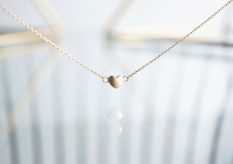 [14KGF] Necklace, Mat Gold Tiny Heart - Necklaces - Other Metals Gold