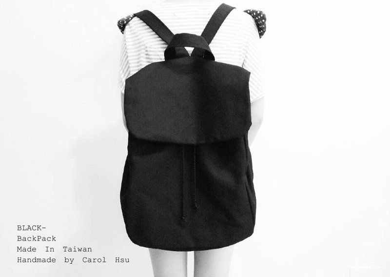 Black-backpack - 後背包/背包/書包 - 其他材質 黑色