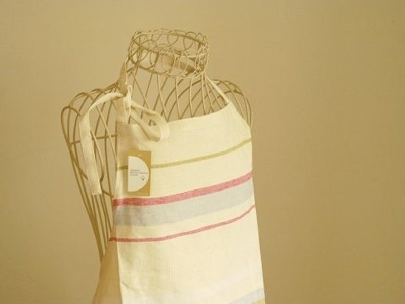 French style thick canvas, fresh striped aprons - ผ้ากันเปื้อน - ผ้าฝ้าย/ผ้าลินิน สีกากี