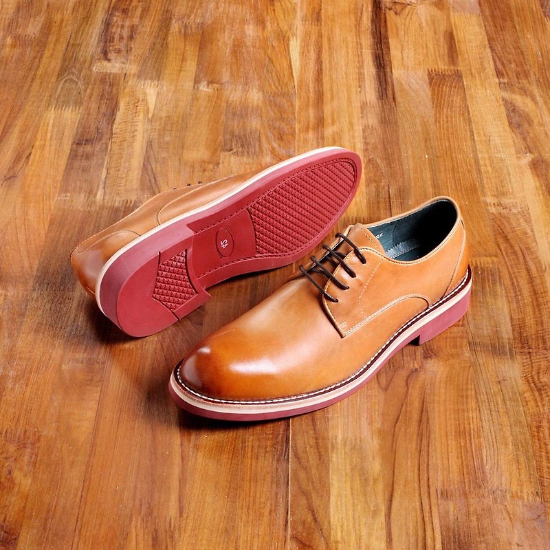 Vanger elegant beauty ‧ simple high-quality red base Derby shoes Va173 brown - Men's Oxford Shoes - Genuine Leather Brown