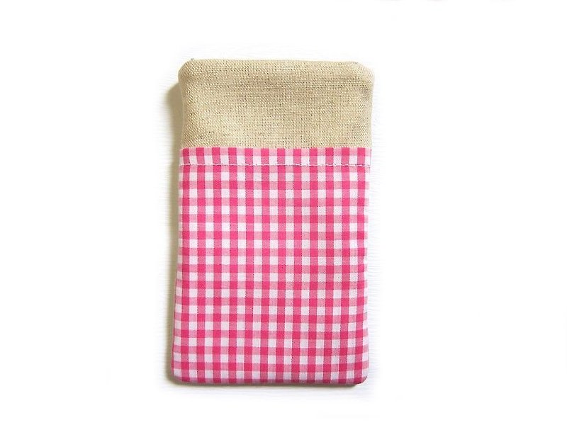 手機袋 粉紅格子 - 其他 - 其他材質 
