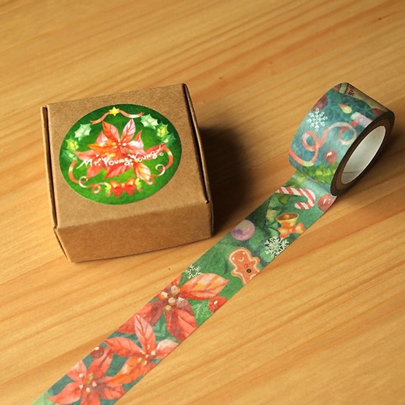 紙テープ - メリークリスマス - マスキングテープ - 紙 グリーン
