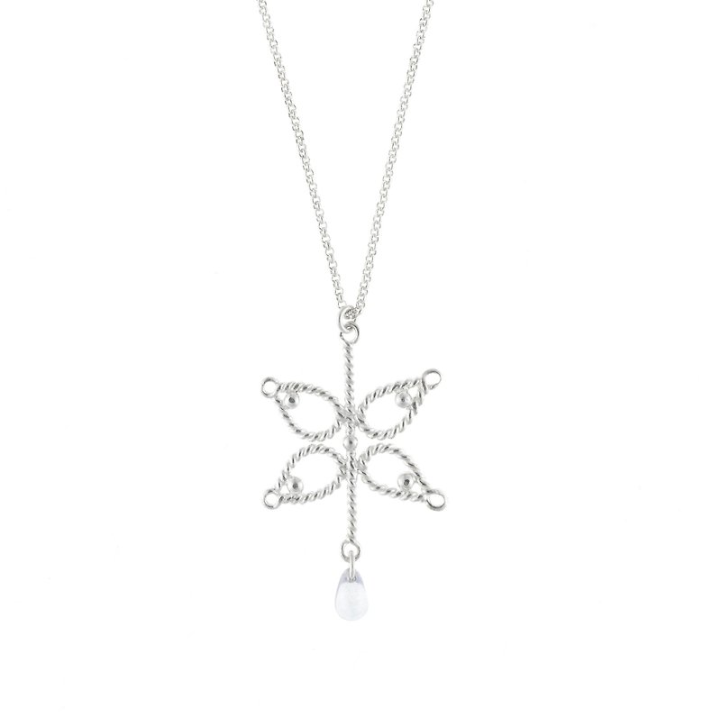 I-Shan13 Flower Twisted Silk Necklace - สร้อยคอ - เงินแท้ สีเงิน