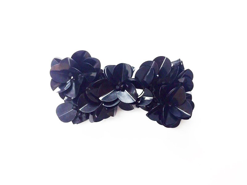 Black Three-dimensional Beads Bowtie - Ties & Tie Clips - Genuine Leather Purple