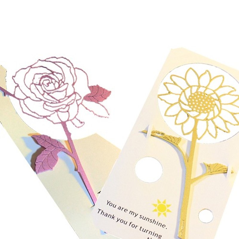 Desk + 1 │ Rose bookmark (purple) + sunflower bookmark two-piece set - Bookmarks - Other Metals Purple