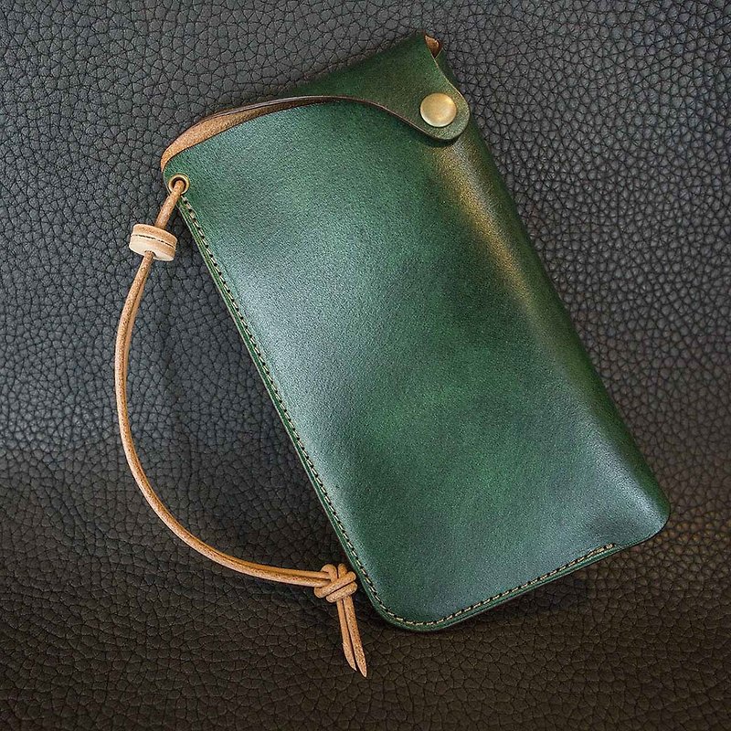 isni[leather rope phone case] green design/applicable within 5.2-inch phone,handmade leather - Phone Cases - Genuine Leather Green