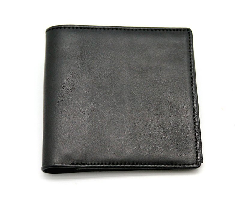 Classic men's two-fold side clip (black) / wallet / short clip - Wallets - Genuine Leather 