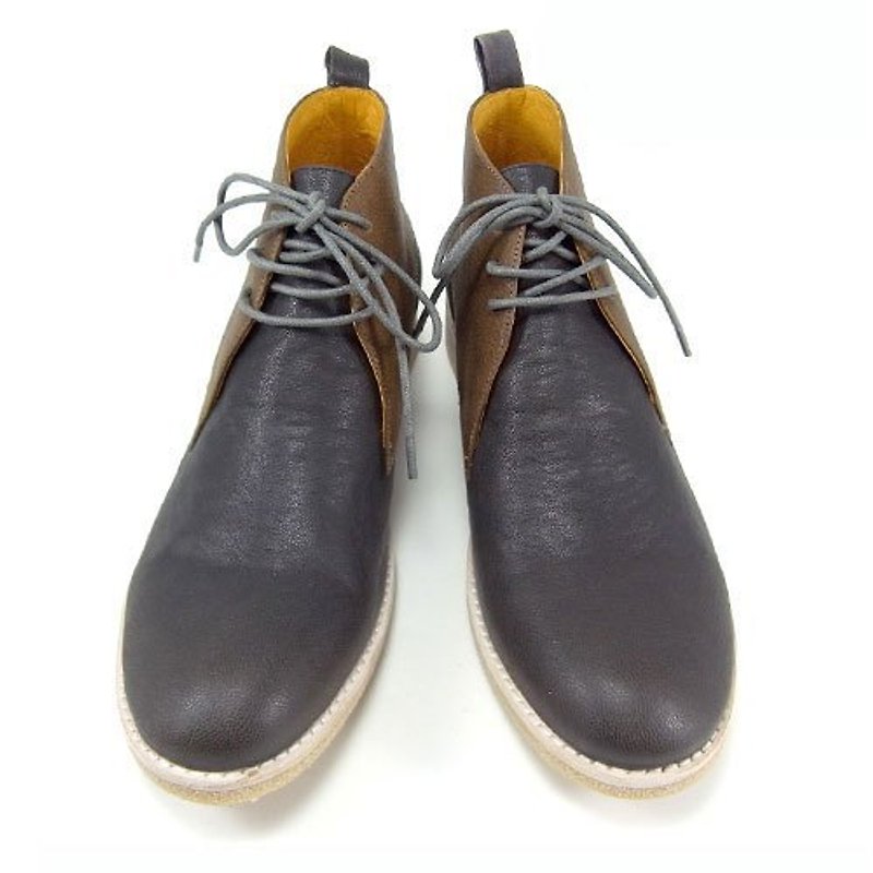 Sweet Villians 英倫甜美帥氣雙色綁帶CHUKKA短靴99082，灰色 - Women's Casual Shoes - Genuine Leather 
