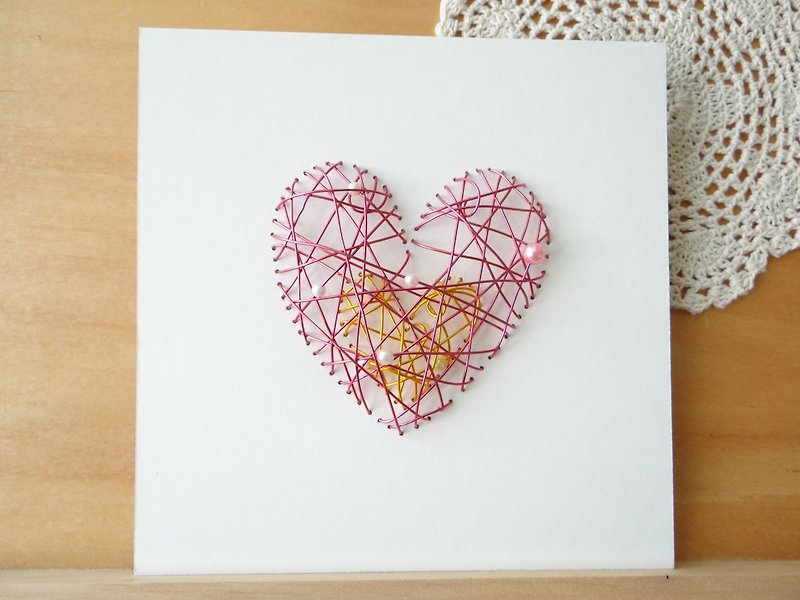 Super tactile aluminum wire three-dimensional card ~ customized special big heart-to-heart Happy Valentine's Day - Cards & Postcards - Paper Multicolor