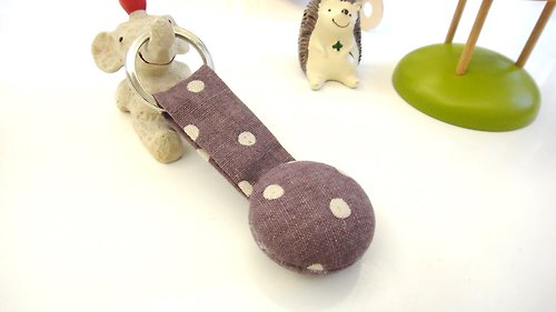alma-handmade 手感布釦鑰匙圈 - 紫水玉