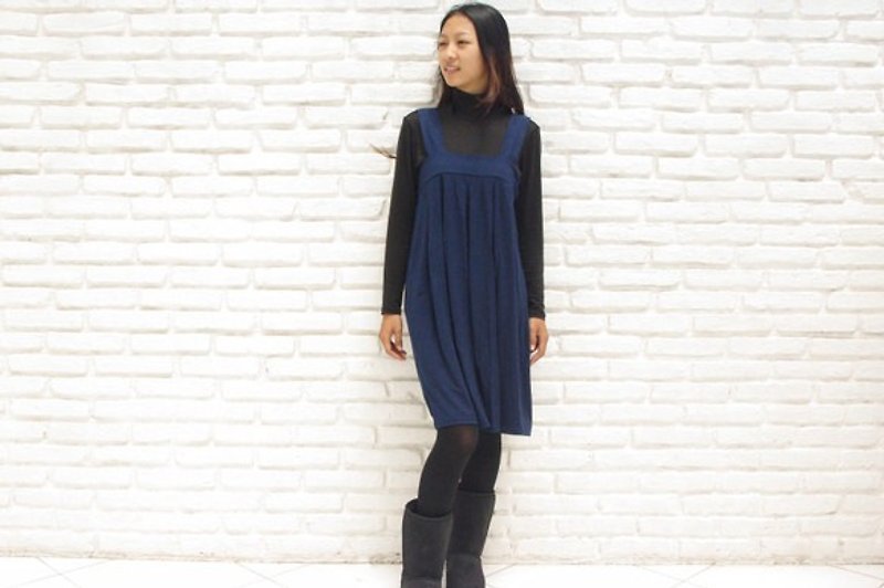 All-season use! Comfortable to wear good jumper skirt <navy> - ชุดเดรส - วัสดุอื่นๆ สีน้ำเงิน
