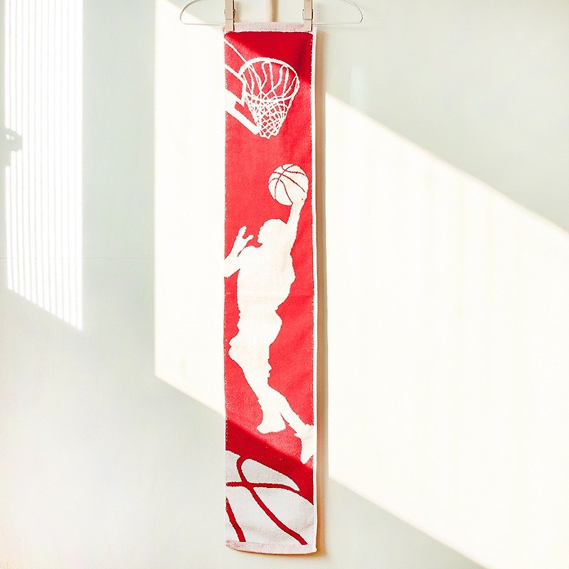 I like to see how you look on the court. Red and white basketball pattern double-sided jacquard cotton sports towel - ผ้าขนหนู - ผ้าฝ้าย/ผ้าลินิน สีแดง