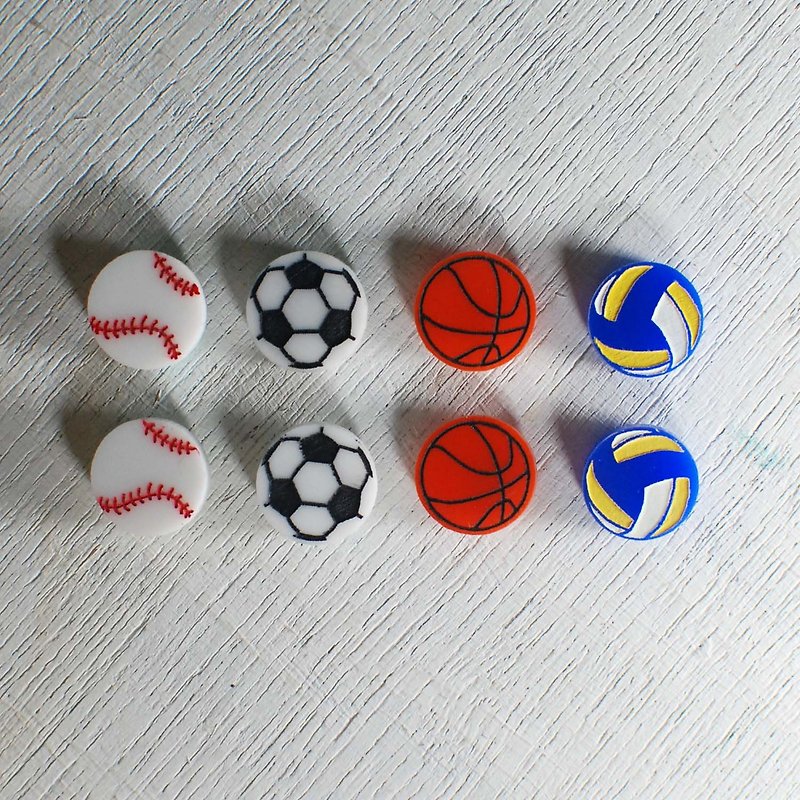 Ball earrings/volleyball/football/baseball/basketball - Earrings & Clip-ons - Acrylic Multicolor