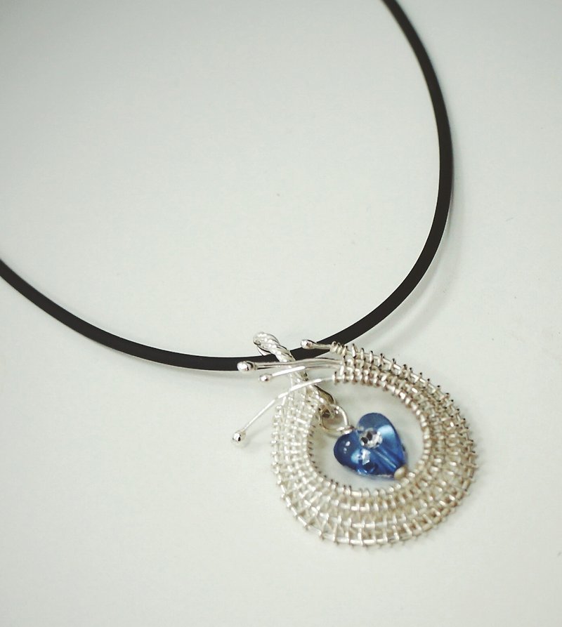 Plain weave series / concentric / 925 sterling silver / necklace - Necklaces - Sterling Silver White