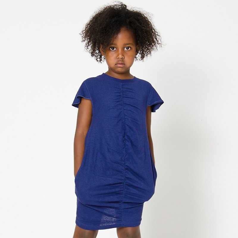 [Nordic children's clothing] Swedish organic cotton girl dress 2 to 8 years old blue - Kids' Dresses - Cotton & Hemp Blue