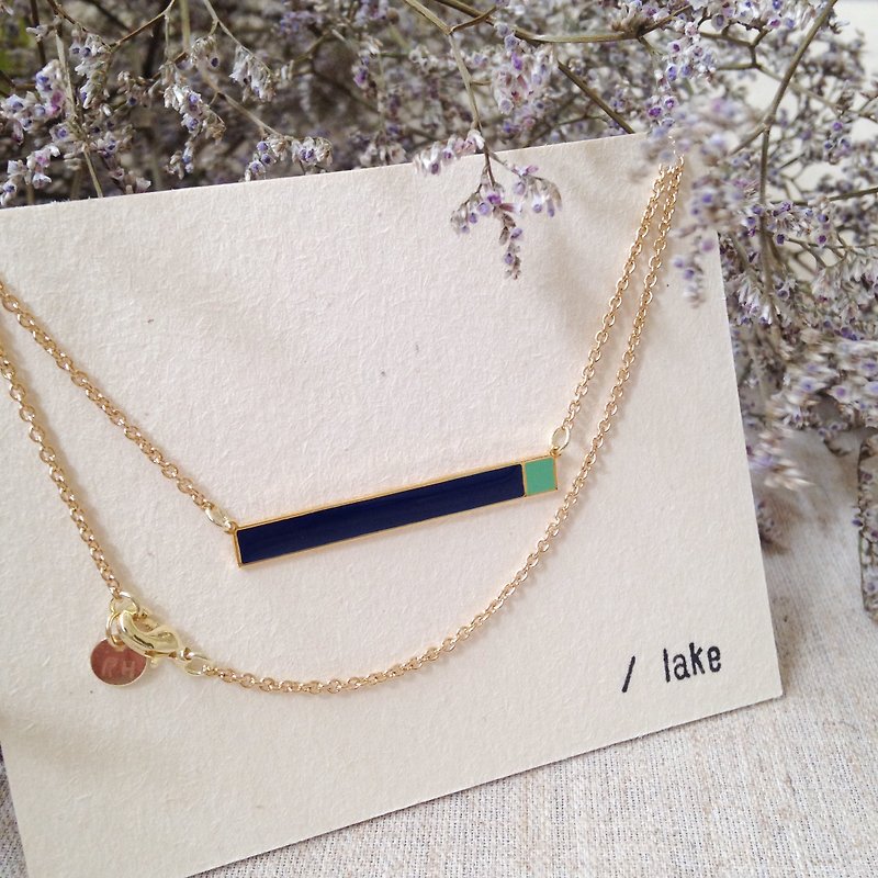 RH ACC / lake dark blue x Teal handmade necklace - Necklaces - Enamel Green