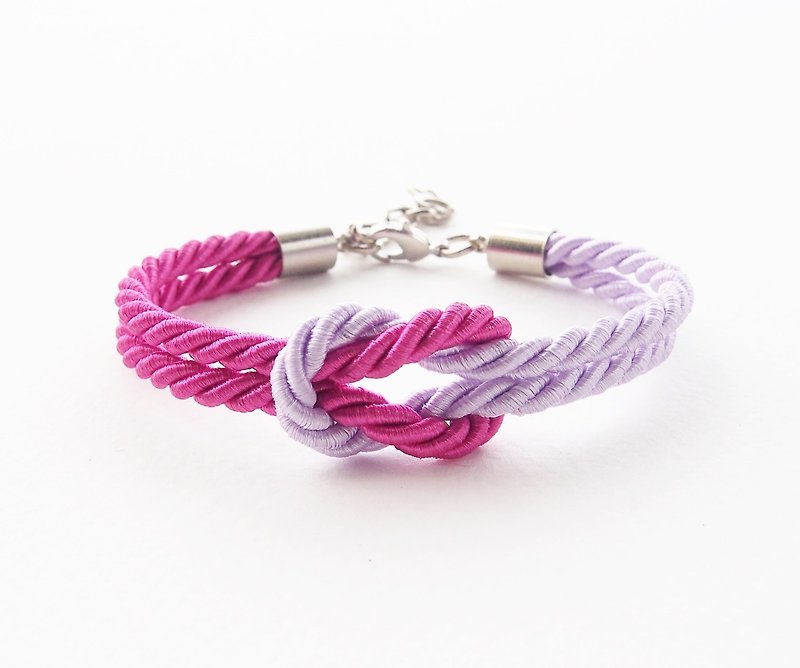 Fuchsia and Lavender rope knot bracelet - Bracelets - Other Materials Purple