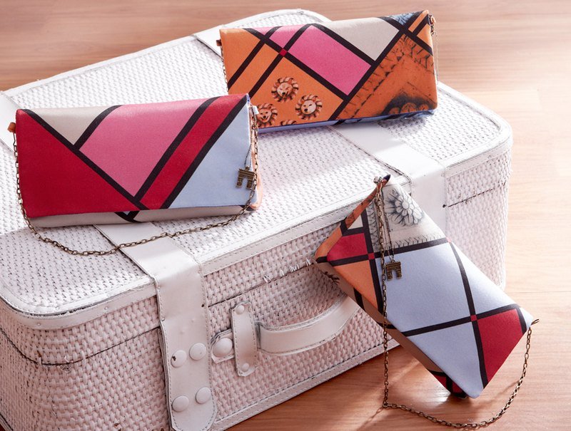 法式撞色絲質長夾/手拿包 /iPhone鏈帶包(馬卡龍紅)  iPhone bag SmartPhone wallet - hot pink - 其他 - 其他材質 紅色