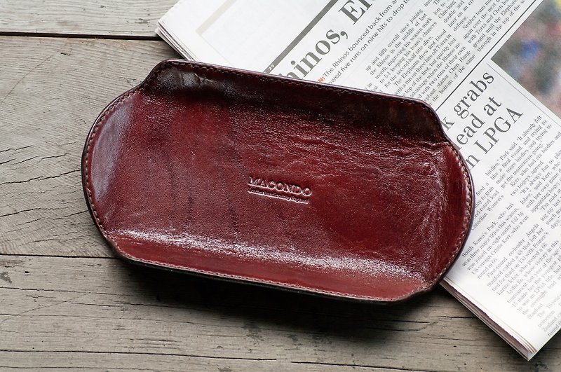 Italian Leather Shoulder tray / Key, Cash, Coins Tray / Handmade - Other - Genuine Leather Brown