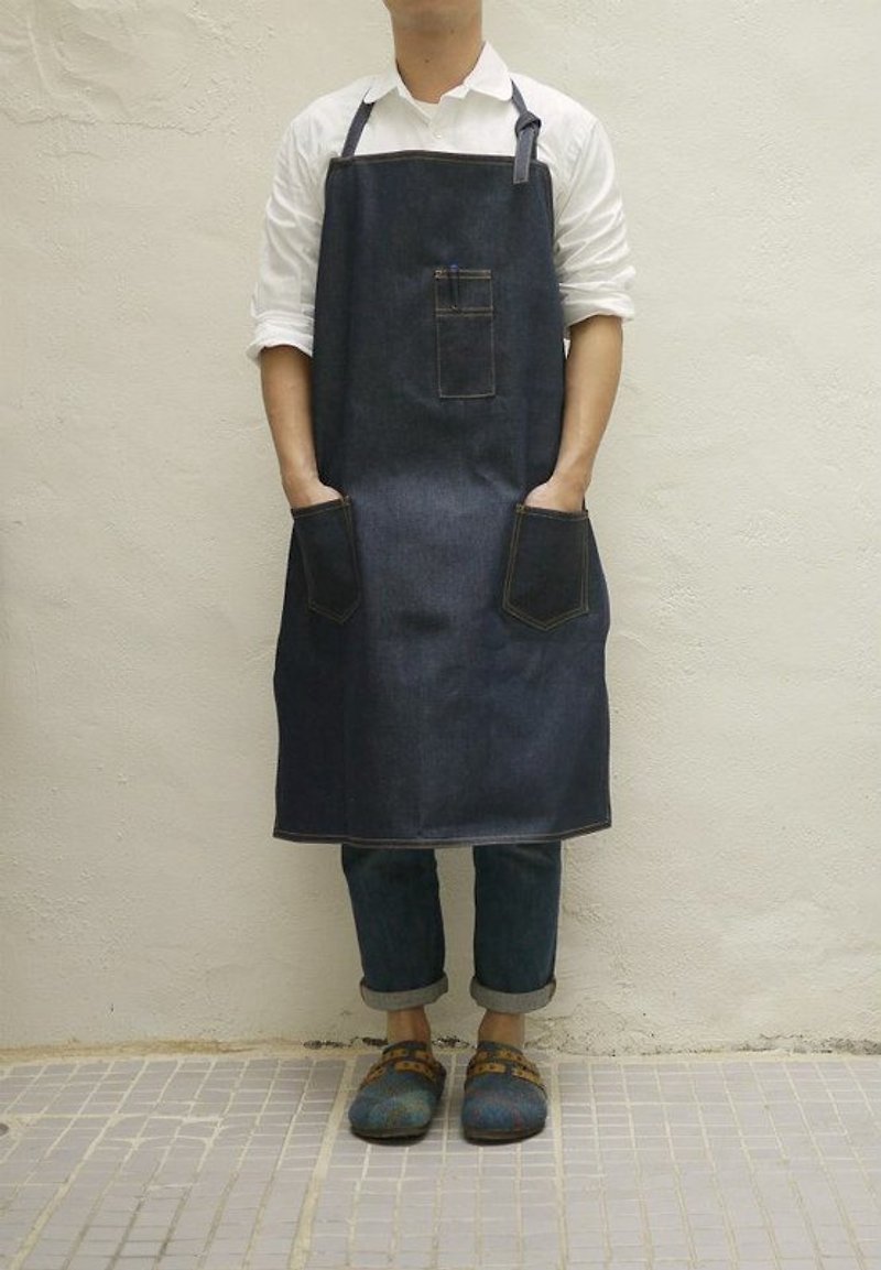 Denim Packet Full Length Apron - Aprons - Other Materials 