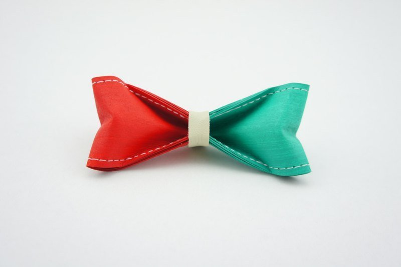 「Paper Bow Tie」紙 領結 雙色系列- No.240（聖誕紅綠）【聖誕禮物/聖誕風格穿搭/聖誕飾品/領帶外首選】 - 領帶/領帶夾 - 防水材質 紅色