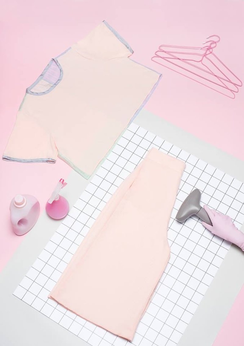 粉紅七分闊腳褲(白色裡布) - 女長褲 - 其他材質 粉紅色