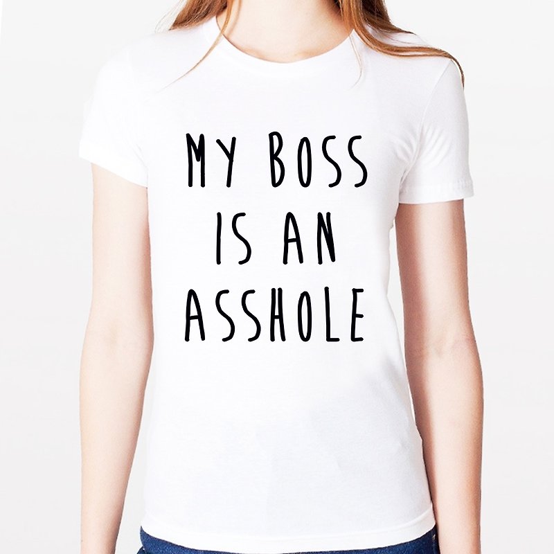 MY BOSS IS AN ASSHOLE ガールズ半袖Tシャツ 2色 My Boss is Mixed x Text Design - Tシャツ - コットン・麻 ホワイト