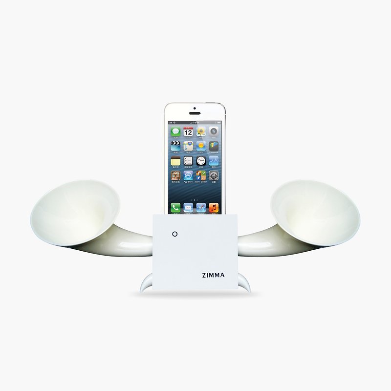 百貨福利品!ZIMMA-立體雙聲道擴音器雪白(兩色)iPhone SE以下機種 - 藍牙喇叭/音響 - 木頭 卡其色