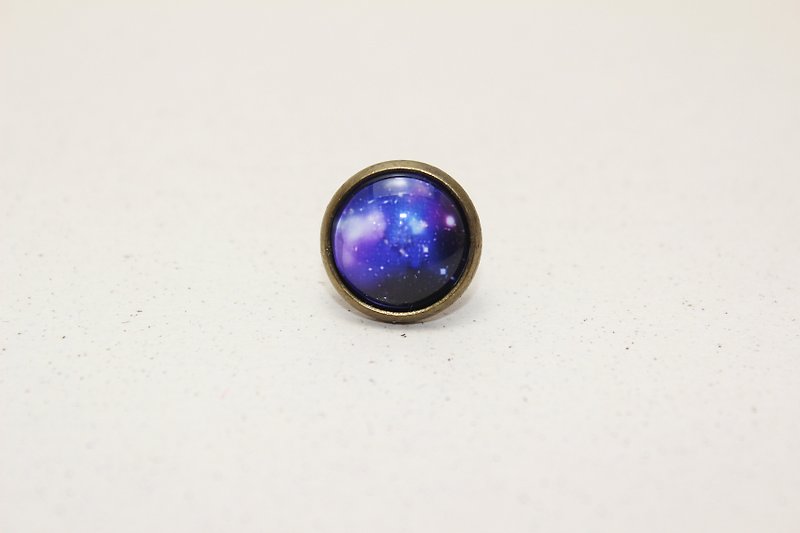 古銅手作耳環-星空系列-夜色 - 耳環/耳夾 - 其他金屬 紫色