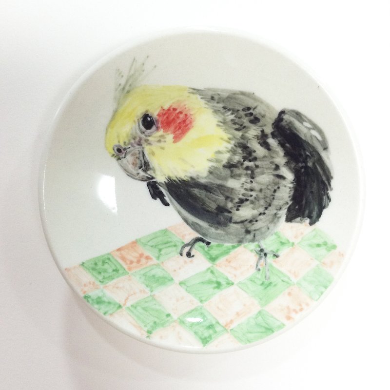 Xuanfeng at Home-Hand-painted Small Dish with Parrot - Small Plates & Saucers - Porcelain Multicolor