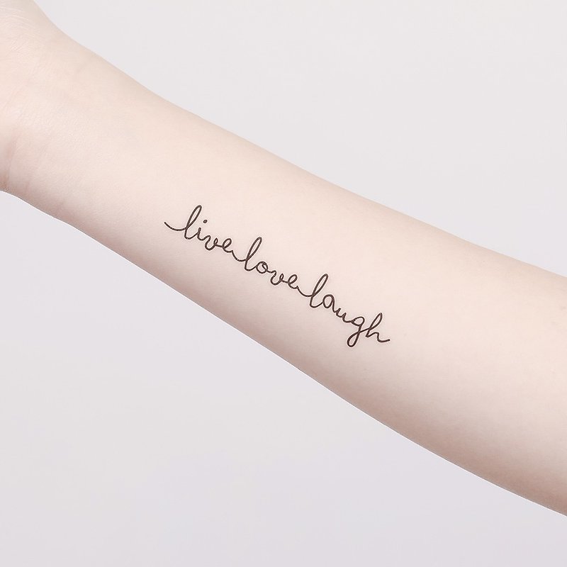 刺青紋身貼紙 / Live Love Laugh 手寫 文字 2入 - 紋身貼紙/刺青貼紙 - 紙 黑色