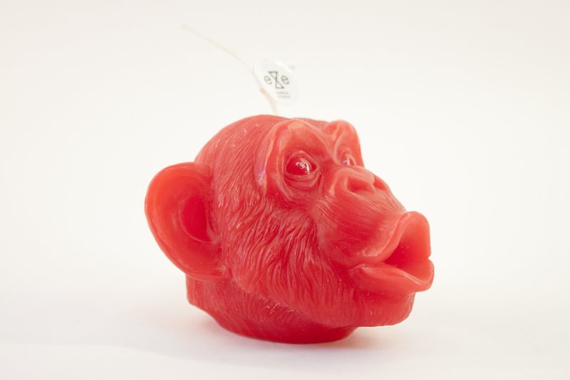 チンパンジー  アロマキャンドル（red） - キャンドル・燭台 - 蝋 レッド