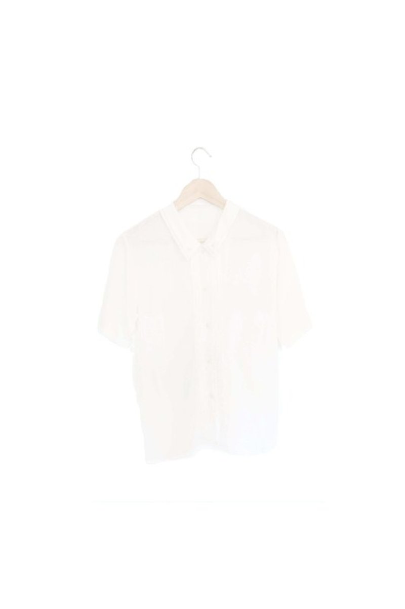 【Wahr】雙層領子白襯衫 - Women's Shirts - Other Materials Multicolor