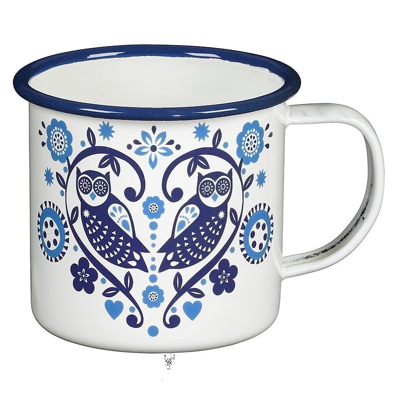 SUSS- British imports Wild & amp; Wolf design enamel mug (Forest Blue Owl) - Spot free transport - แก้วมัค/แก้วกาแฟ - วัตถุเคลือบ สีน้ำเงิน