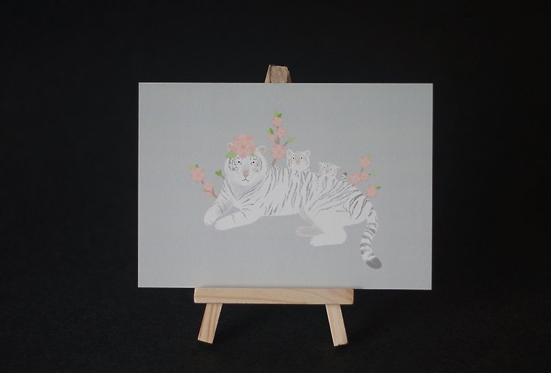 [Horned forest] little ball of fur peach white tiger postcard (single) - การ์ด/โปสการ์ด - กระดาษ 