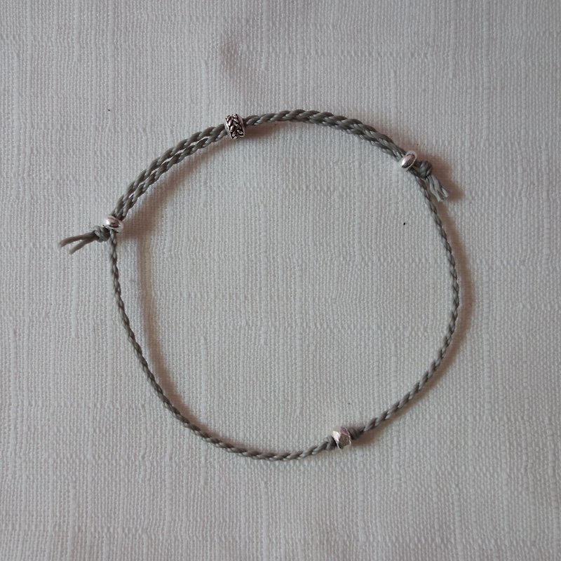~M+Bear~*Simple and simple*Grey Simple Fine Bracelet 925 Sterling Silver Japanese Wax Line - Bracelets - Other Metals Gray