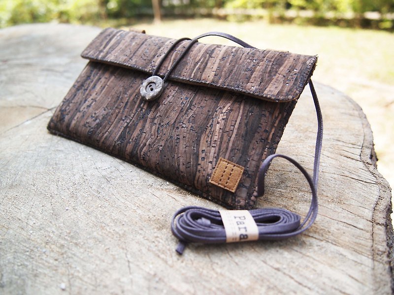 Paralife Custom Size Wooden Grain Cork Clutch / Baguette / Shoulder Bag / Phone - Clutch Bags - Plants & Flowers Brown