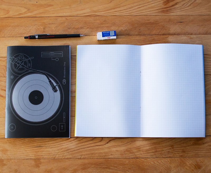 Vinyl Turntable Notebook x1 Into - Texture Cool Black - สมุดบันทึก/สมุดปฏิทิน - กระดาษ 